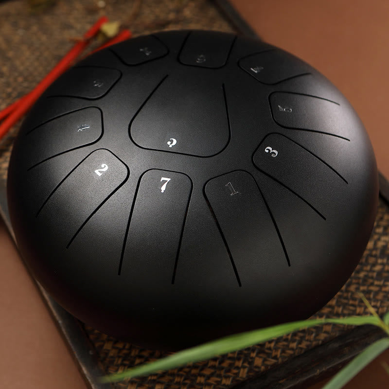 Buddha Stones Steel Tongue Drum Sound Healing Mindfulness Meditazione Yoga Drum Kit 11 Note 8 Pollici - Nero - image 1
