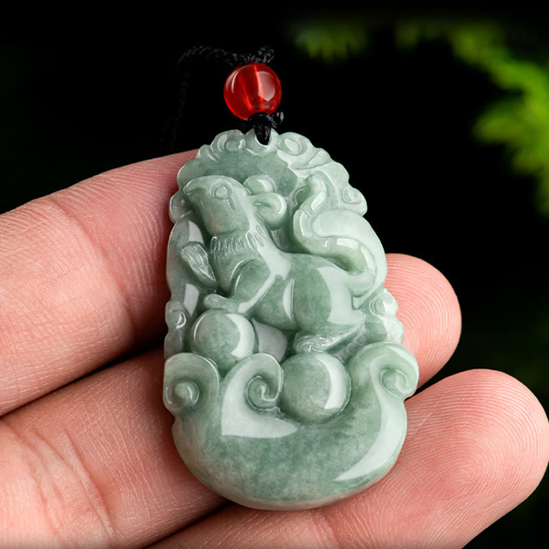 Buddha Stones Giada verde naturale 12 Zodiaco cinese Fortuna Prosperità Collana pendente - image 4