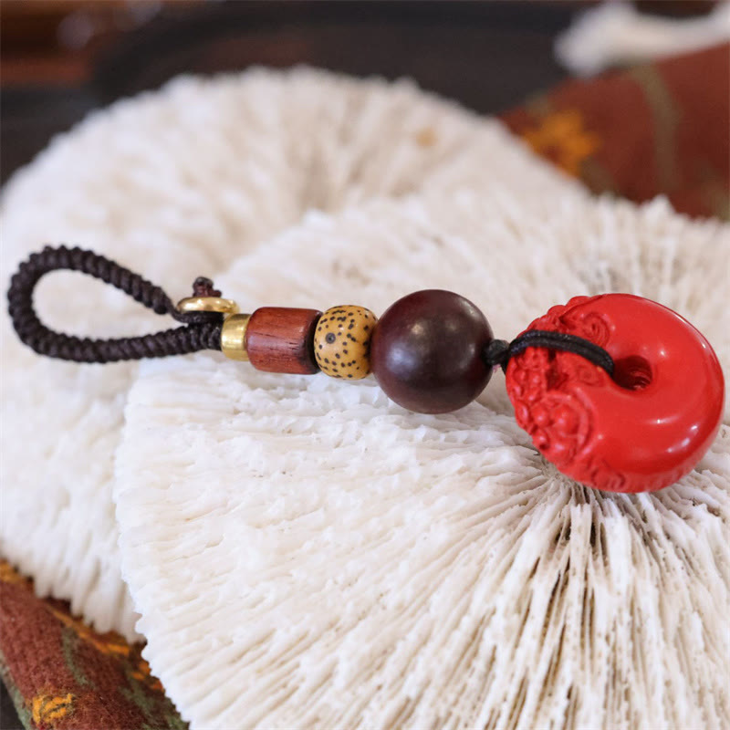 Buddha Stones Cinnabar naturale PiXiu Peace Buckle Benedizione Portachiavi per auto