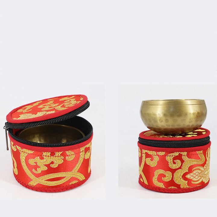 Borsa portaoggetti per ciotola tibetana Buddha Stones con chiusura a cerniera e decorazione