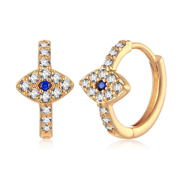 Orecchini a bottone con simbolo dell'occhio malvagio in argento sterling 925 con Buddha Stones e benedizione - Oro - image 2