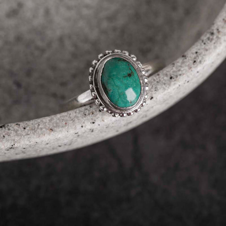 Anello Buddha Stones in argento sterling 925 con turchese e saggezza