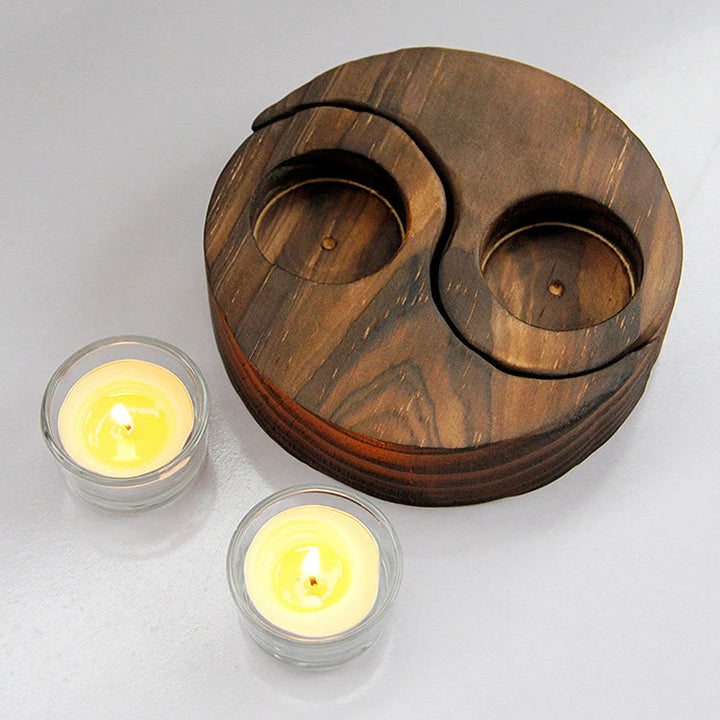 Buddha Stones Yin Yang Portacandele in legno Meditazione Rituali Usa oggetti