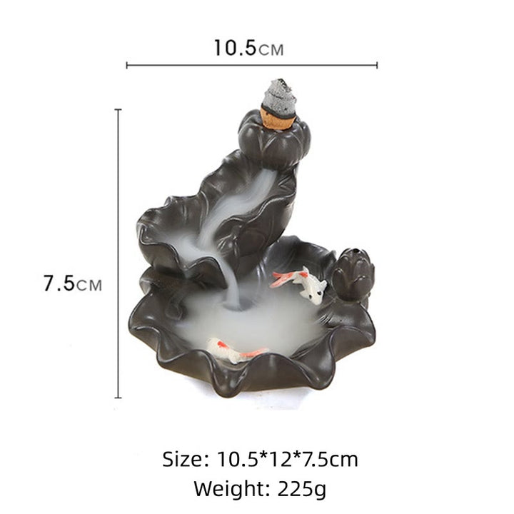 Decorazione per bruciatore di incenso portafortuna con pesce koi Buddha Stones