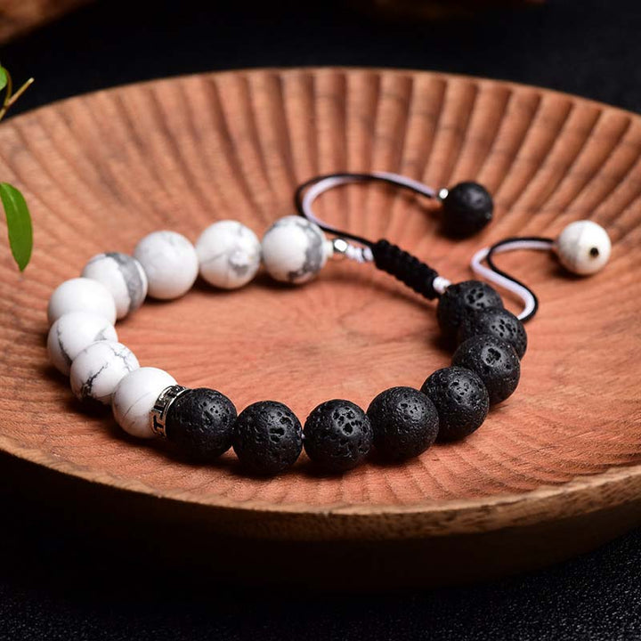 Braccialetto di protezione in pietra lavica Yin Yang Buddha Stones - image 3
