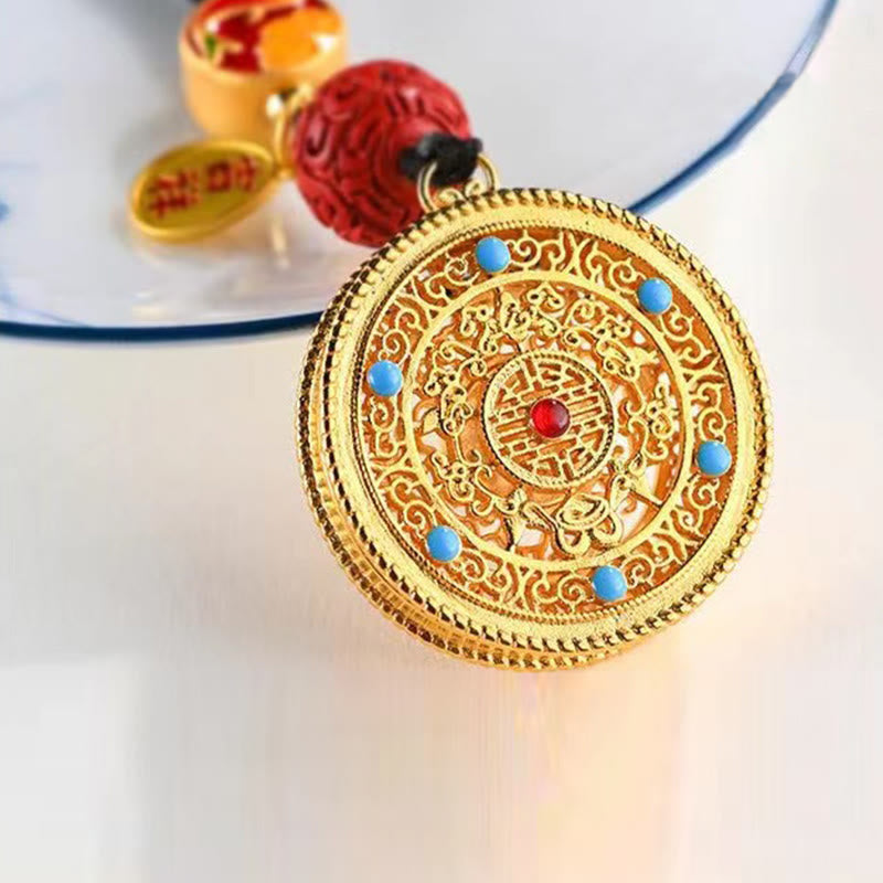 Portachiavi con ciondolo a forma Buddha Stones Fu Character Blessing Ruyi