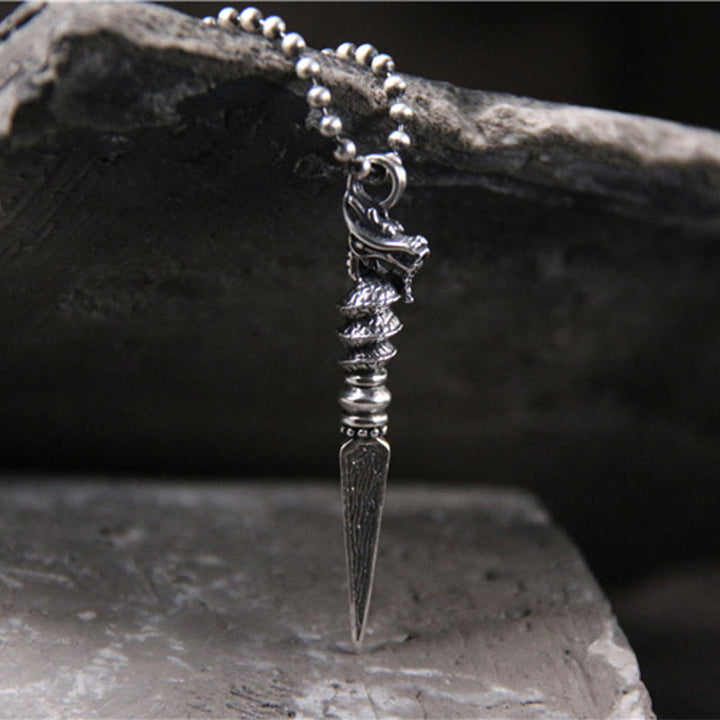 Buddha Stones 925 Sterling Silver Anno del Drago Design Dorje Vajra Collana Pendente di Protezione - image 4