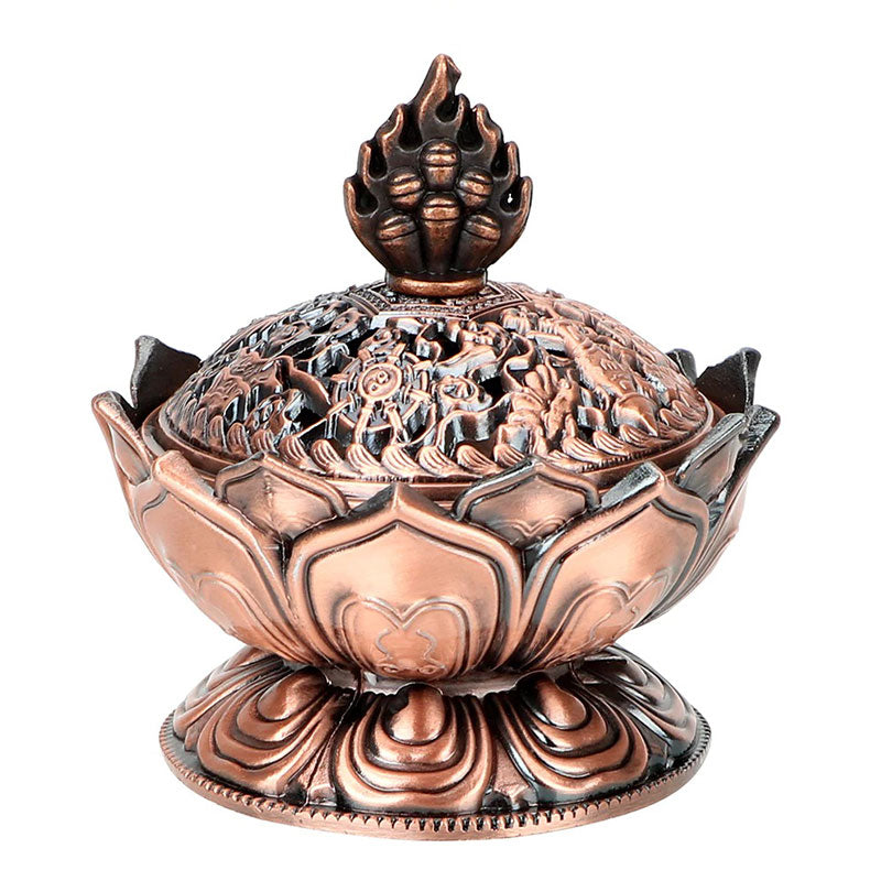 Buddha Stones Tibetano a Forma di Loto Bruciatore di Incenso Purificato