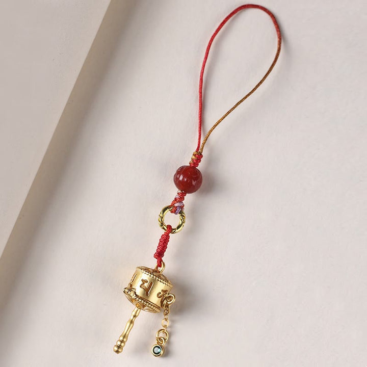 Buddha Stones Tibetano Om Mani Padme Hum Ruota della Preghiera Amuleto Ciondolo Protezione Telefono Appeso Decorazione