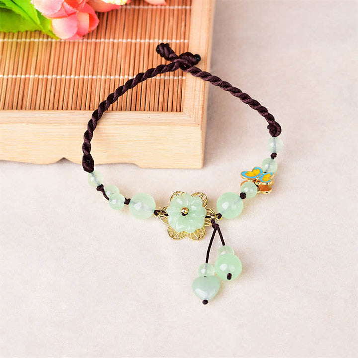 Buddha Stones Fiore Giada Farfalla Fortuna Abbondanza Charm Cavigliera