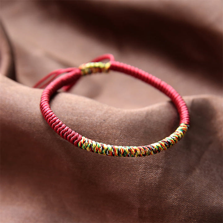 Bracciale intrecciato con nodo King Kong multicolore fatto a mano in pietra Buddha Stones tibetano, fortuna e forza