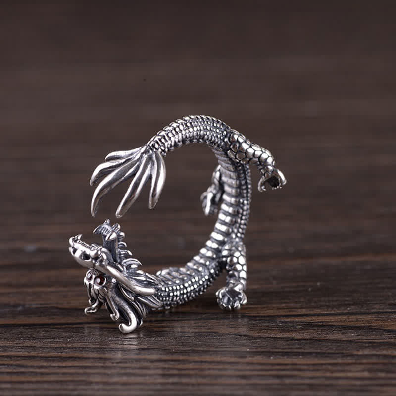 Anello di protezione della fortuna del drago in argento sterling 925 Buddha Stones - image 8