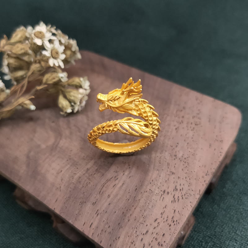 Anello di forza del successo del drago dorato Buddha Stones