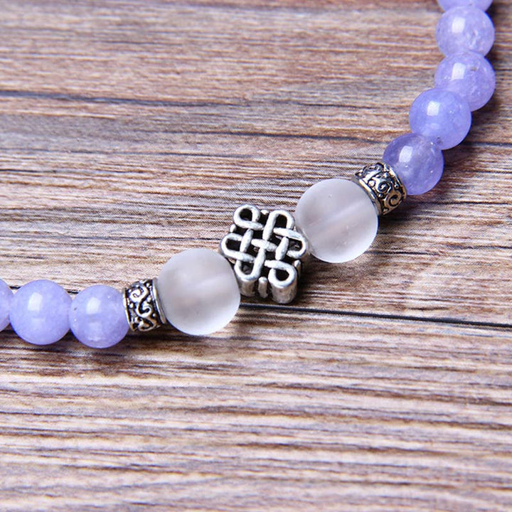 Braccialetto Mala con perline di diaspro viola Buddha Stones Strength