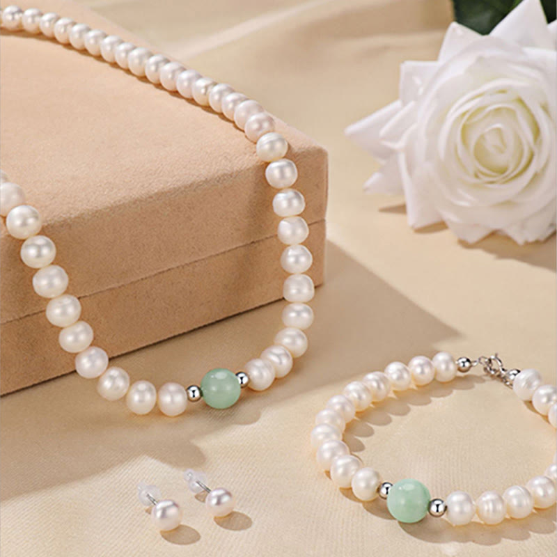 Buddha Stones 925 Sterling Silver Perla Naturale Giada Collana Bracciale Orecchini Guarigione Con Scatola Regalo