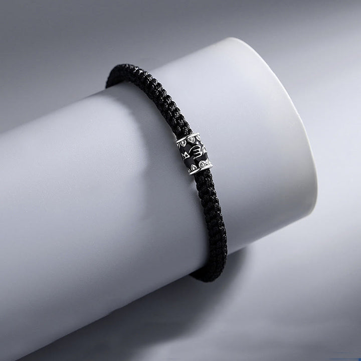 Bracciale intrecciato Buddha Stones in argento sterling 925 Om Mani Padme Hum Peace