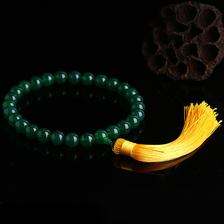 Buddha Stones Agata verde naturale Mala da polso Nappe di potenza Mala tascabile Decorazione per auto