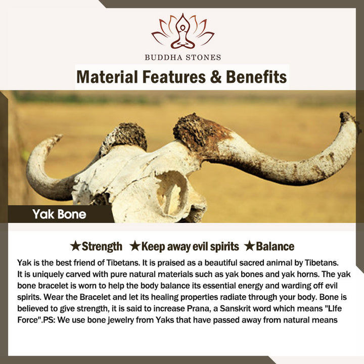 Bracciale Mala tibetano con 108 perle di Mala di Yak Bone Balance Strength