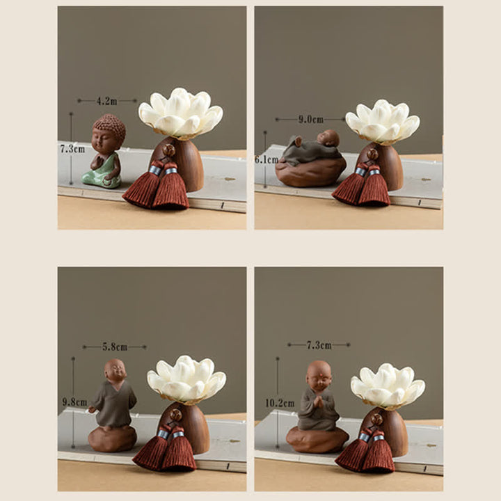 Decorazione di cura calma con fiore di Buddha in legno di pesca nera