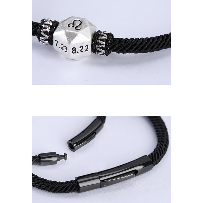 Braccialetto di corda fatto a mano con protezione delle 12 costellazioni dello zodiaco in argento sterling 999 Buddha Stones