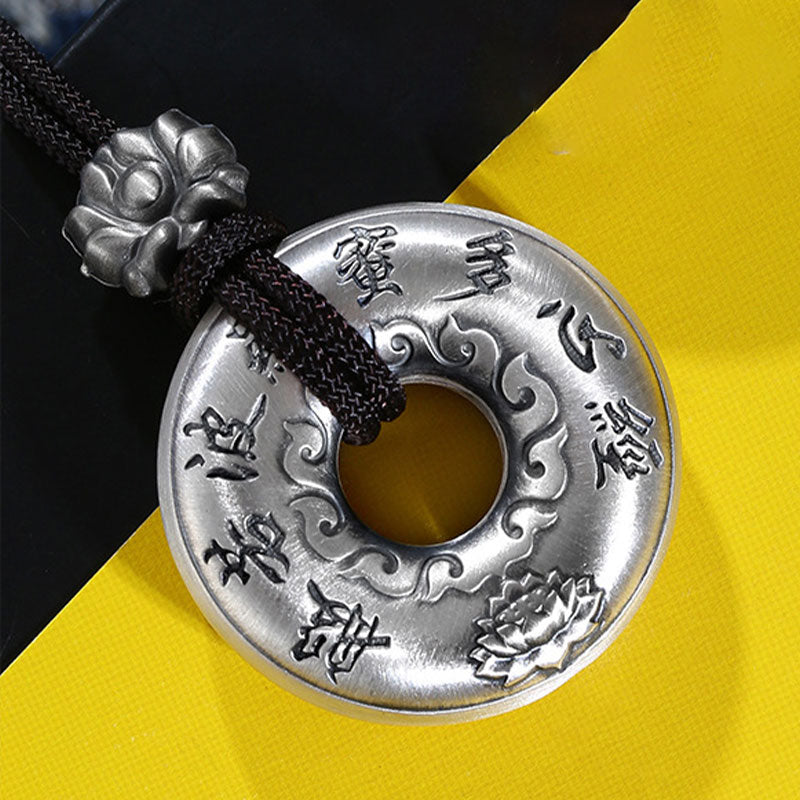 Collana con ciondolo a forma di fibbia della pace con cuore in argento sterling 999, Buddha Stones - image 8