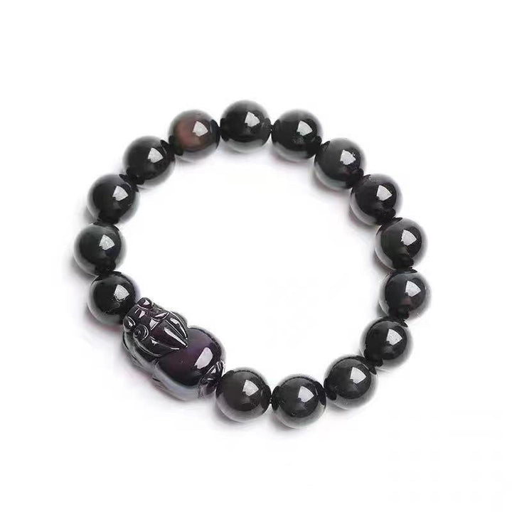 Braccialetto di guarigione in ossidiana arcobaleno PiXiu FengShui Buddha Stones