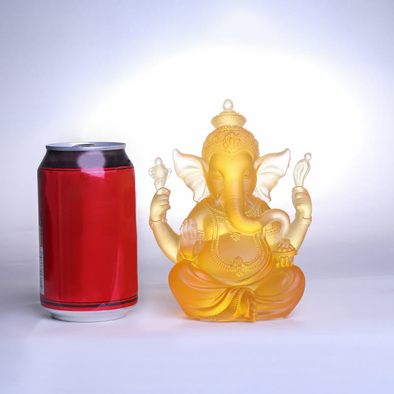 Buddha Stones fatte a mano Ganesh Ganpati Elefante Figurina Liuli Cristallo Pezzo d'Arte Protezione Statua Decorazione della casa