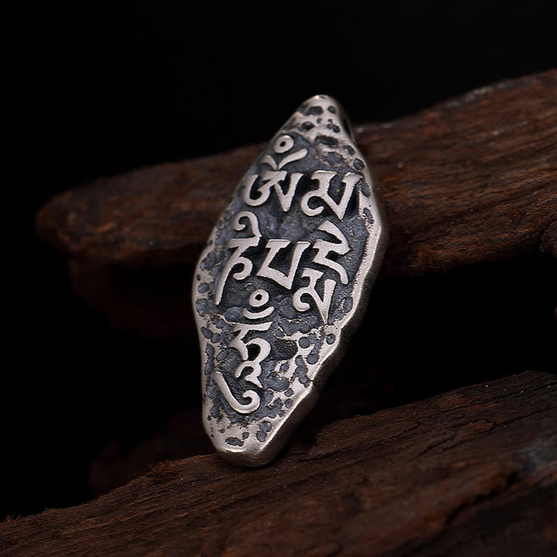 Buddha Stones Tibetano 925 Sterling Silver Om Mani Padme Hum Dorje Vajra Inciso Forza Collana Pendente - image 15