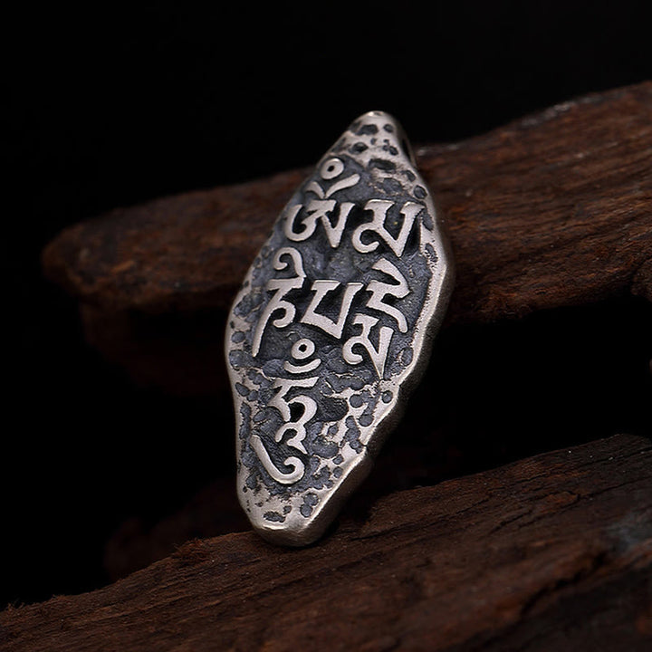 Buddha Stones Tibetano 925 Sterling Silver Om Mani Padme Hum Dorje Vajra Inciso Forza Collana Pendente - image 15