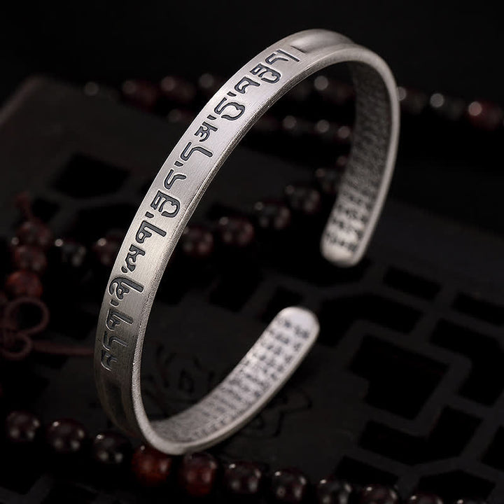 Buddha Stones 999 Sterling Silver Sei Vere Parole Cuore Sutra Protezione Bracciale Braccialetto