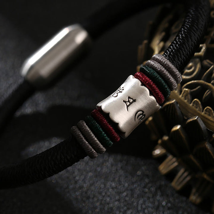 Bracciale con fibbia magnetica in argento sterling 999 Buddha Stones Om Mani Padme Hum Peace - image 6