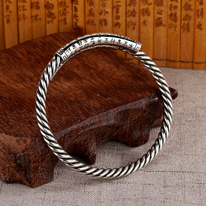 Braccialetto con motivo a forma di cuore intrecciato Buddha Stones e sutra retrò