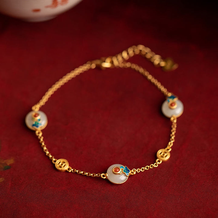 Braccialetto della fortuna con motivo di giada con nuvole di buon auspicio Buddha Stones