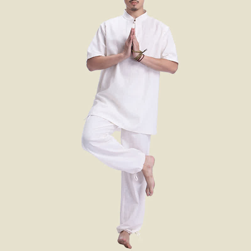 Buddha Stones Spirituale Zen Meditazione Preghiera Pratica Cotone Lino Abbigliamento Uomo Set - image 9
