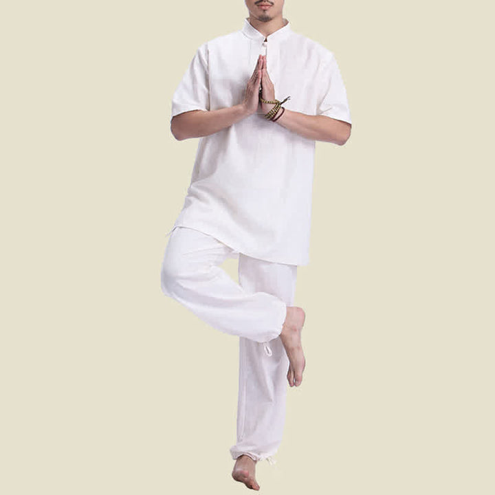 Buddha Stones Spirituale Zen Meditazione Preghiera Pratica Cotone Lino Abbigliamento Uomo Set - image 9