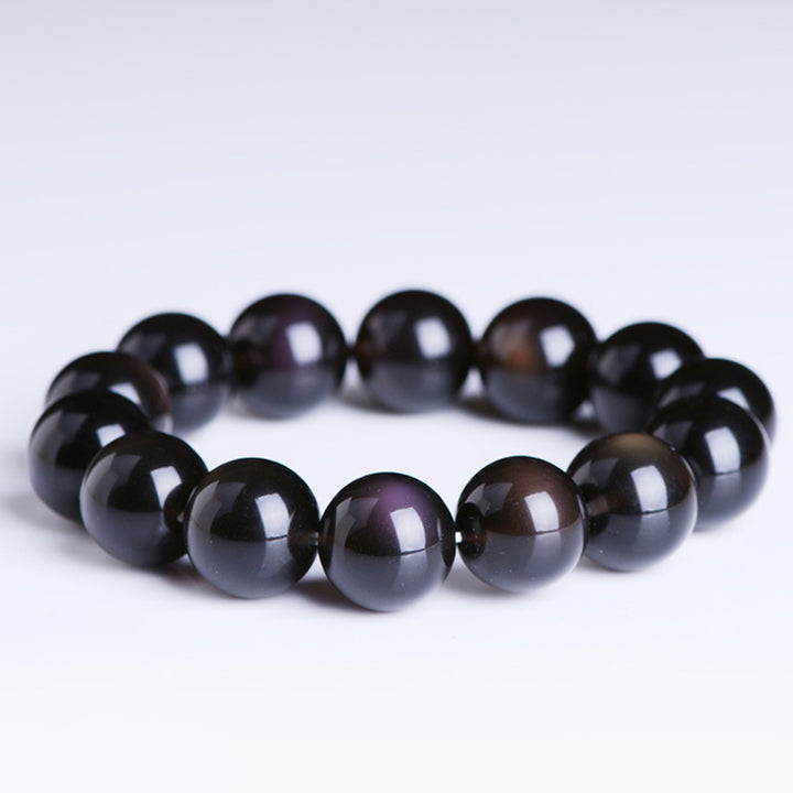 Braccialetto positivo in ossidiana arcobaleno naturale Buddha Stones