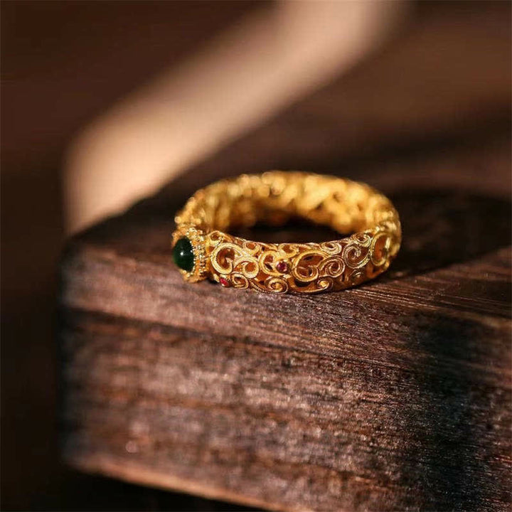 Anello Buddha Stones 925 Sterling Silver Ciano Giada Successo Fortuna - image 6