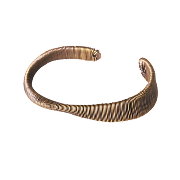Bracciale regolabile con polsino in rame avvolto con Buddha Stones dal design semplice e fortuna e ricchezza