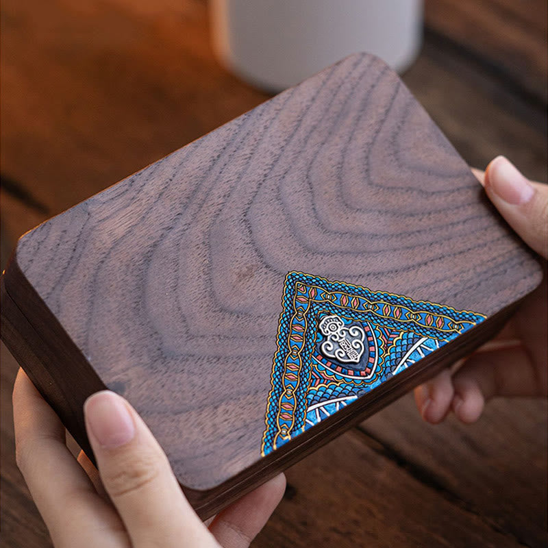 Scatola portagioie in legno di noce nero fatta a mano, vintage, scatola regalo in legno