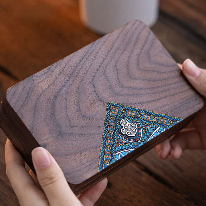 Scatola portagioie in legno di noce nero fatta a mano, vintage, scatola regalo in legno