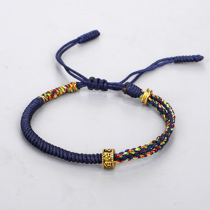 Braccialetto di corda di protezione e fortuna Buddha Stones Om Mani Padme Hum