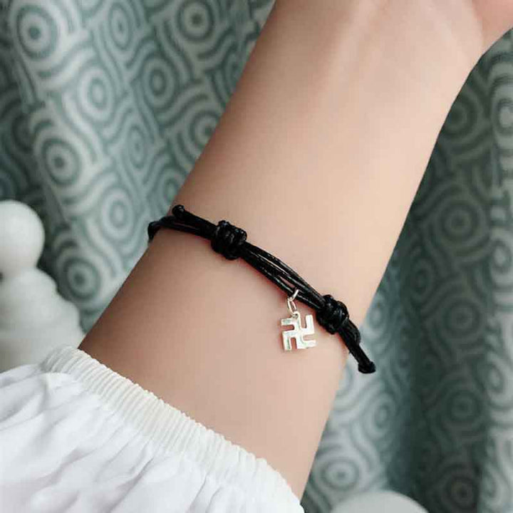 Braccialetto Buddha Stones 925 Sterling Silver Red String Luck Strength Treccia - image 8