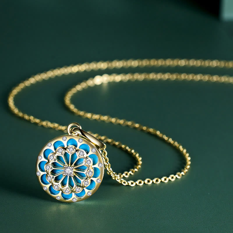 Collana con ciondolo Buddha Stones in argento sterling 925 con zircone turchese rotondo e protezione