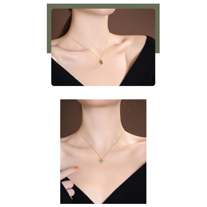 Collana con ciondolo a forma di farfalla Buddha che ride in giada ciano naturale Hetian Jade in argento sterling 925 - image 22