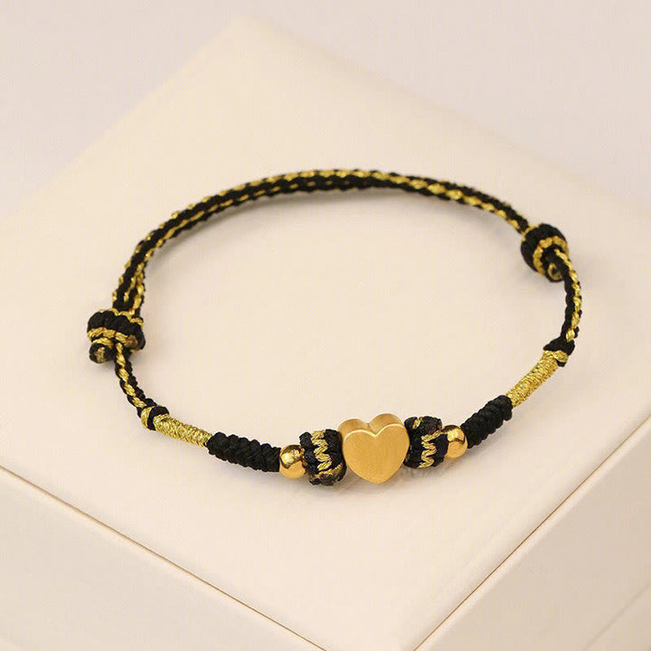 Bracciale intrecciato con nodo King Kong, fatto a mano, con cuore d'amore, Buddha Stones Tibet