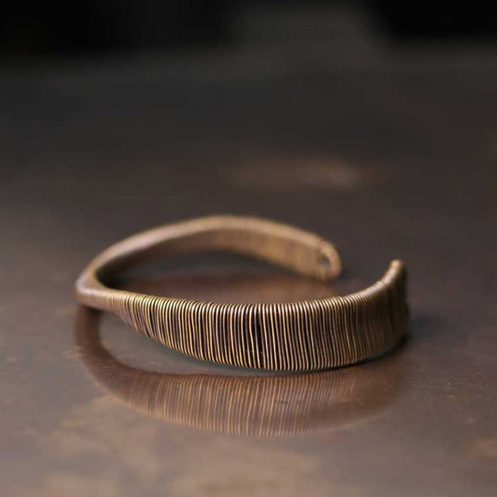 Bracciale regolabile con polsino in ottone e rame, con design semplice, per fortuna e ricchezza, Buddha Stones - image 2