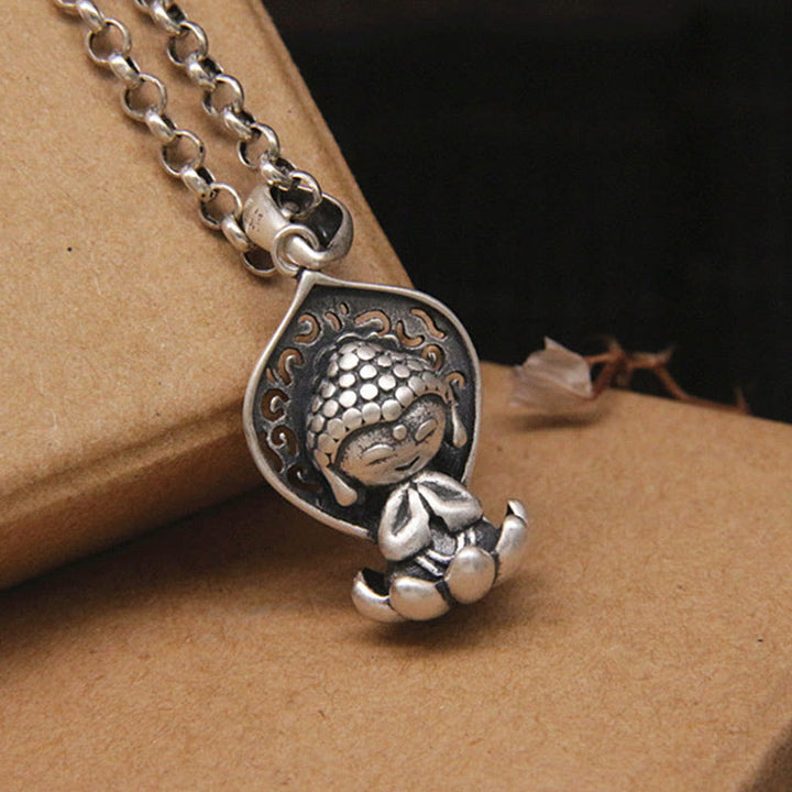 Collana con ciondolo Buddha Stones in argento sterling 999 con ciondolo Buddha Lotus Serenity - image 3