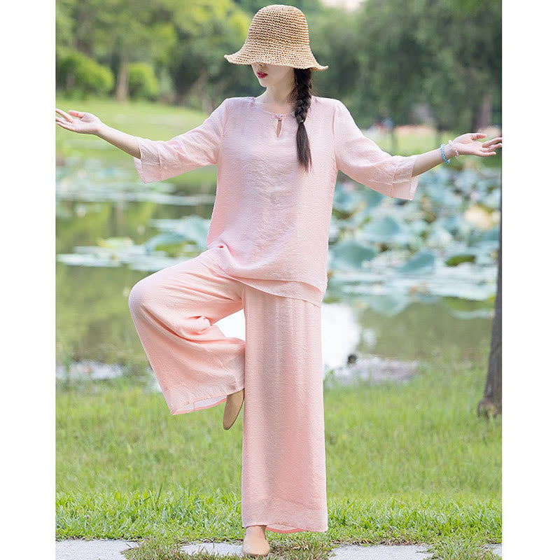 Tai Chi Meditazione Preghiera Zen Spirituale Mattina Pratica Abbigliamento Donna Set - image 22