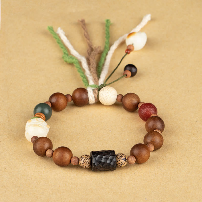 Buddha Stones Fulmine Legno Bodhi Seme Zampa di Gatto Artiglio Auspicio Protezione Nappa Braccialetto - image 2