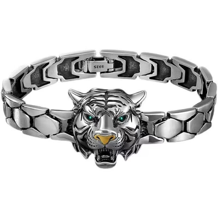 Braccialetto curativo con motivo a testa di tigre in Buddha Stones